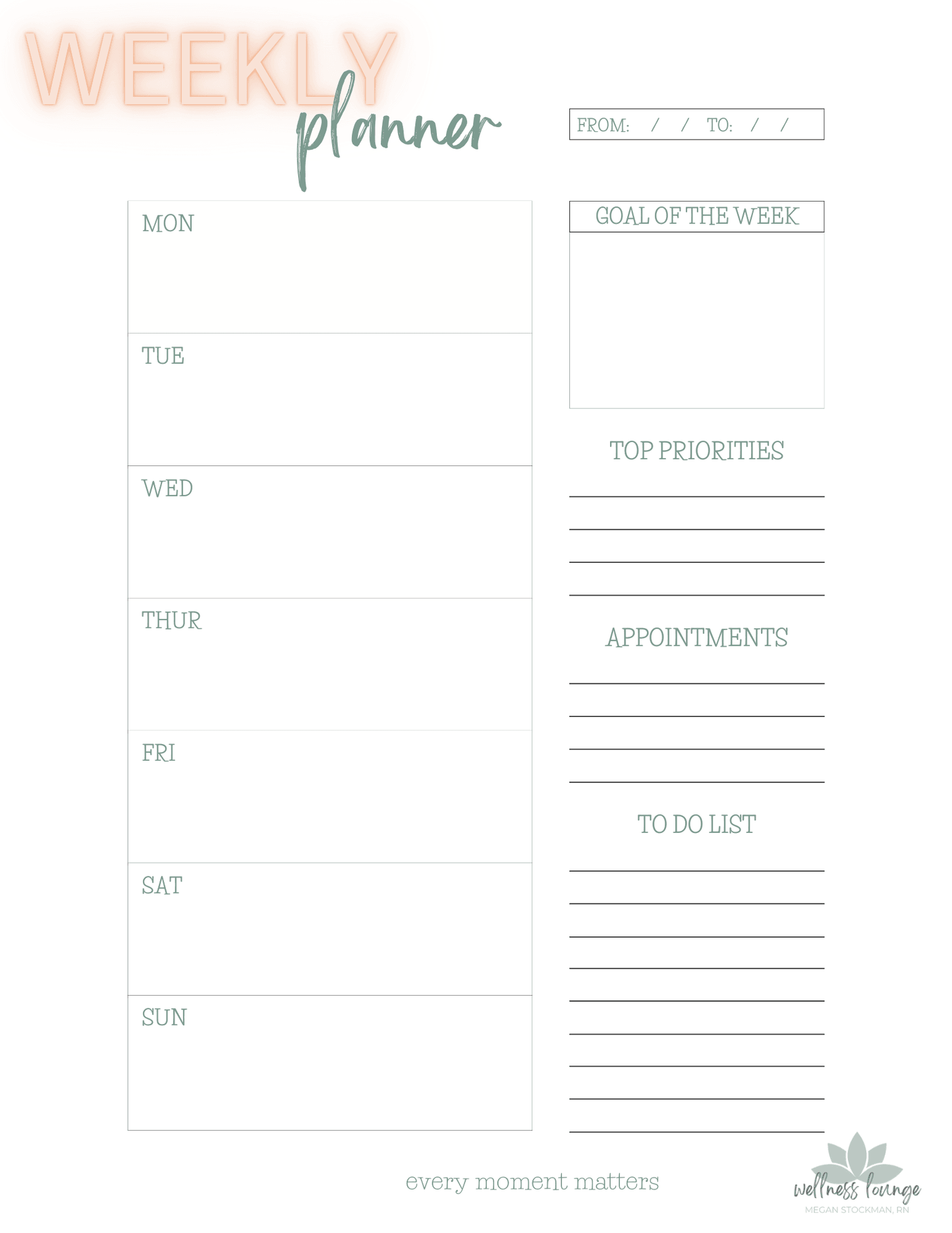 Everyday Wellness - Yearly 2025 Wellness Planner – Stay Organized & Balanced All Year - Wellness Lounge