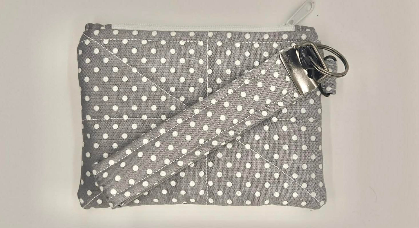 Wristlet Wallet ~ Gray Polka Dot