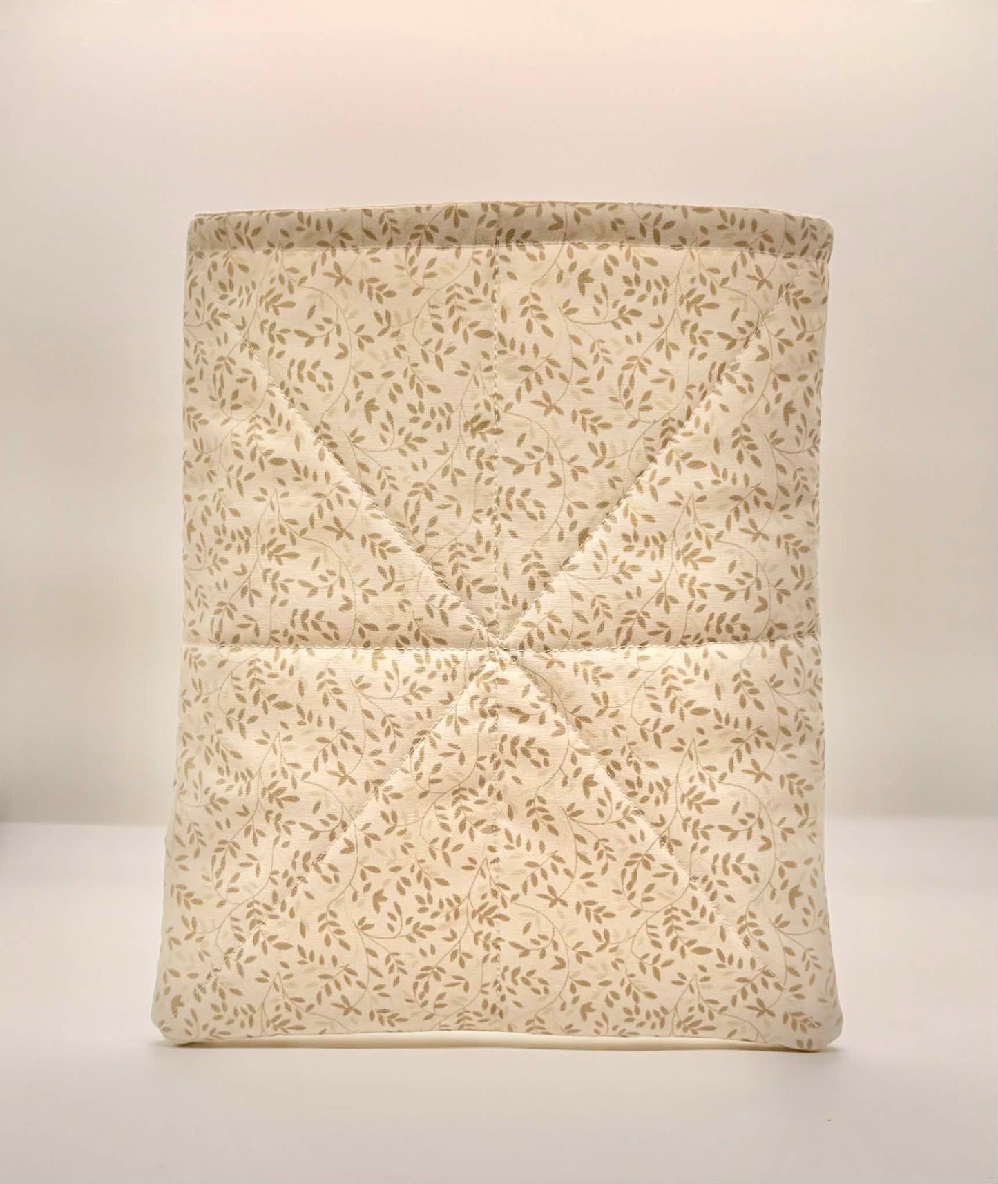 handmade quilted book sleeve linen vines fabric