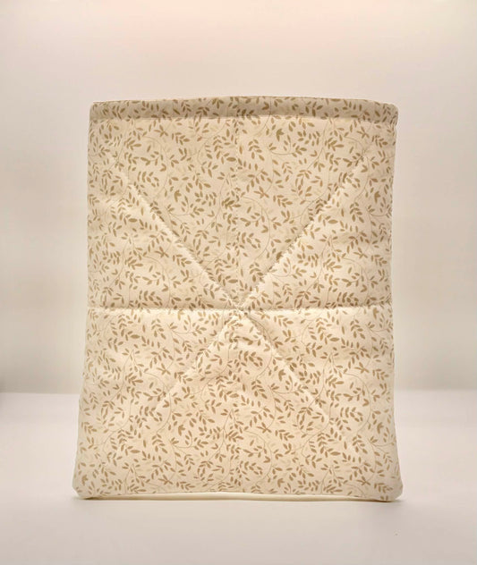 handmade quilted book sleeve linen vines fabric