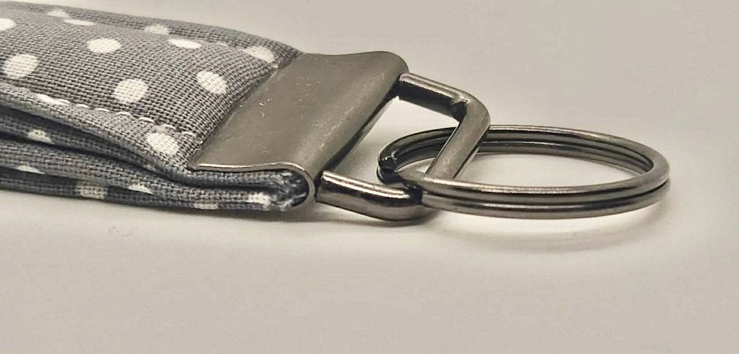 Wristlet Keychain ~ Gray Polka Dot