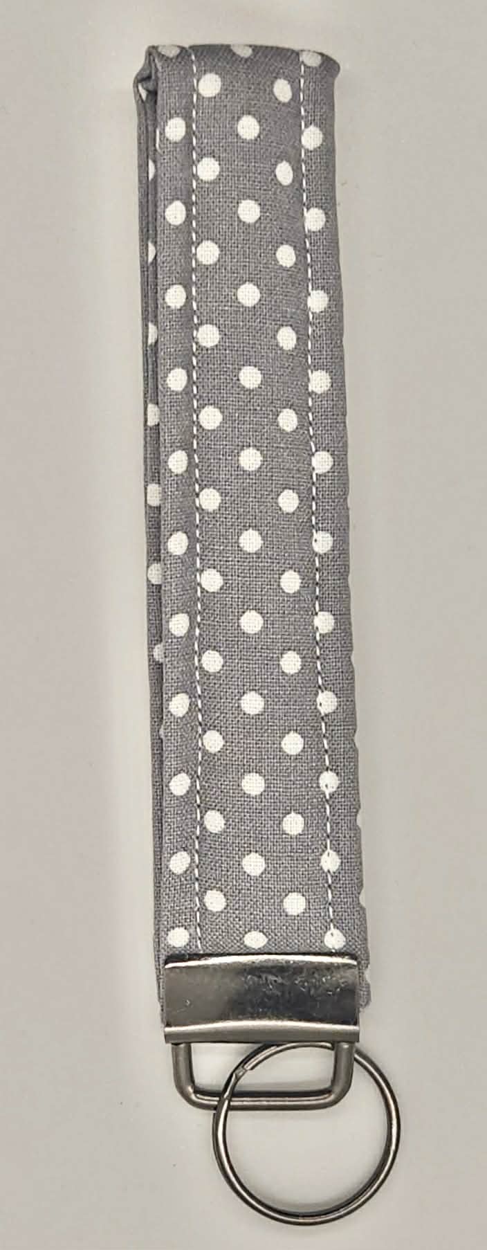 Wristlet Keychain ~ Gray Polka Dot