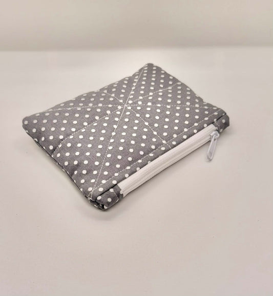 Zipper Pouch ~ Gray Polka Dot