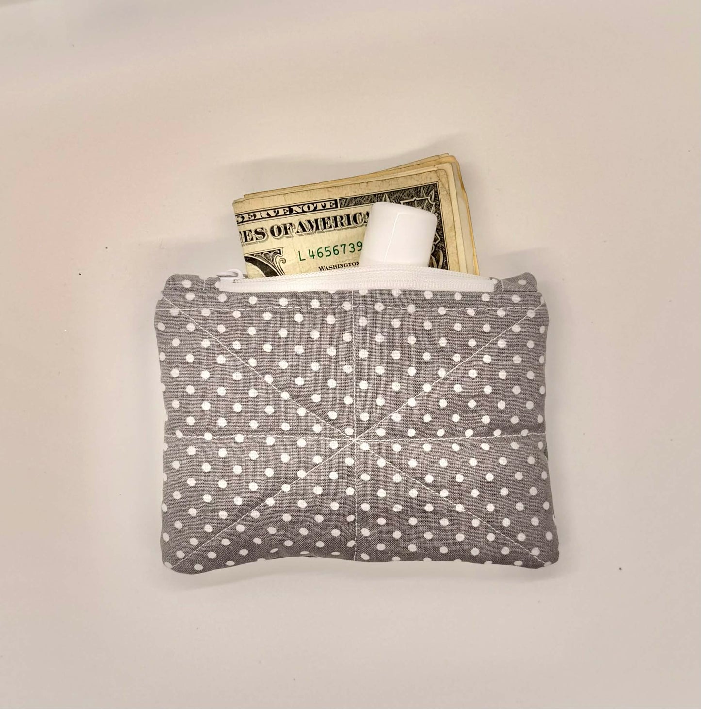 Zipper Pouch ~ Gray Polka Dot